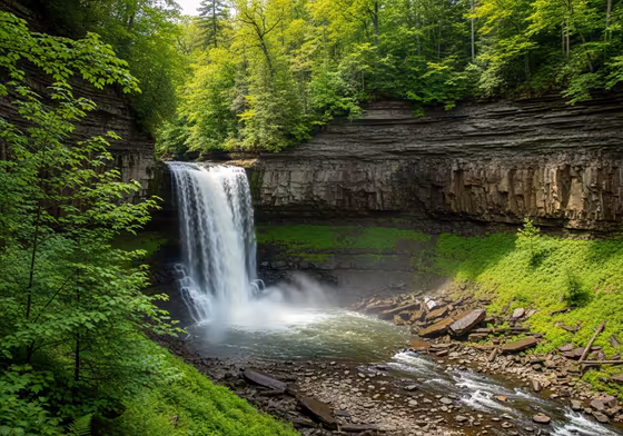 A beautiful view of Taughannock Falls, a natural wonder worth protecting through good camping etiquette.